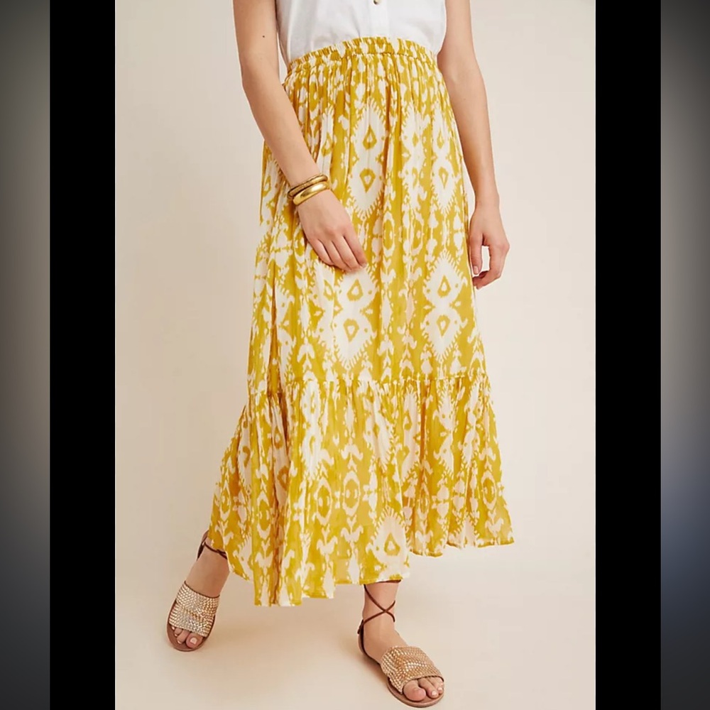 Mes Demoiselles Yellow and White Maxi Skirt